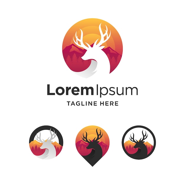 Set herten badge-logo met meerdere concepten