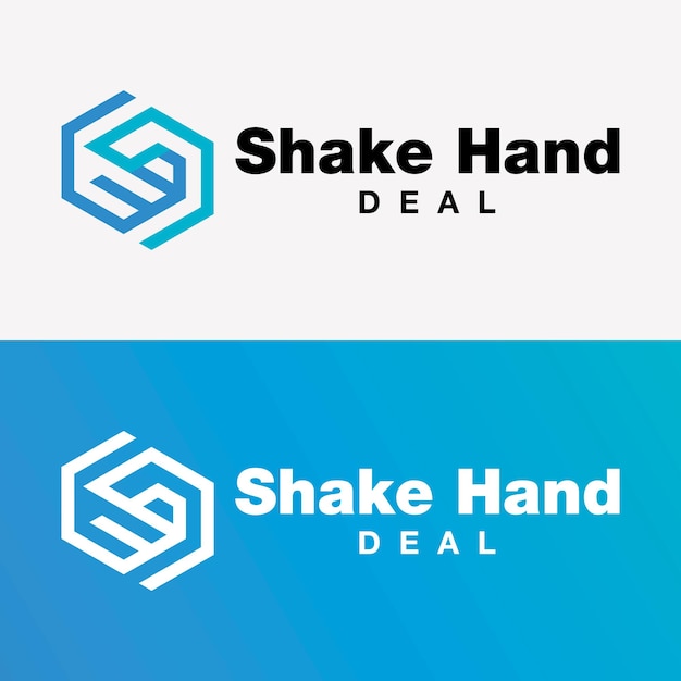 Set Hexagon Geometric Style Hand Shake Symbol Elegant Deal Approve Identity Business Logo Template