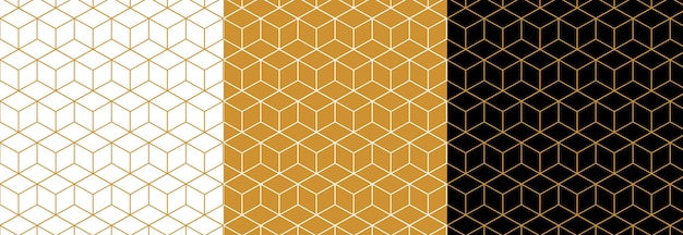 Set of hexaonal line seamless pattern background vector