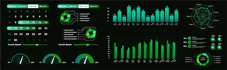 Vector set of high tech interface components