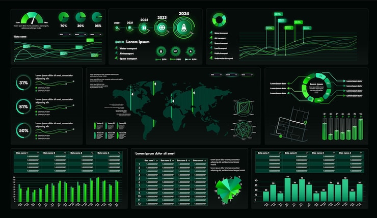 Vector set of high tech interface components