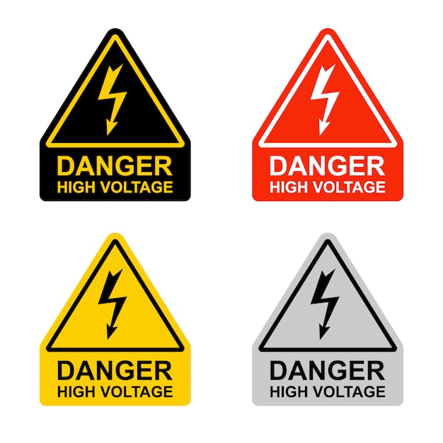 Set of high voltage hazard signs