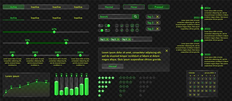 Vector a set of hightech interface components