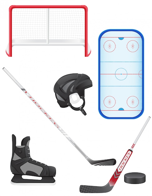 Set of hockey equipment vector illustration