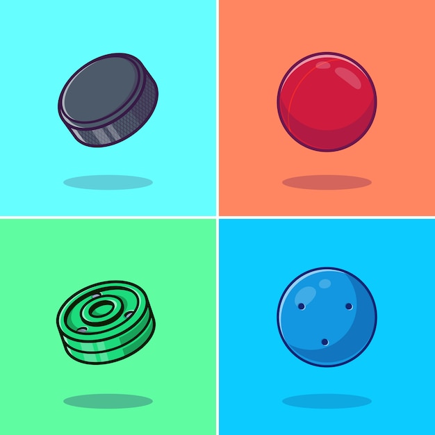 Vector set of hockey puck cartoon   illustration.