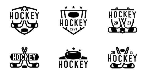 Vector set hockey sport logo voor sjabloonontwerp