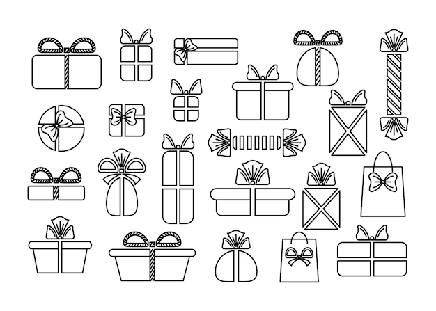 Set of holiday boxes Contour image Vector illustration