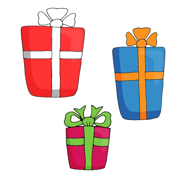 Set of holiday gift boxes with bows