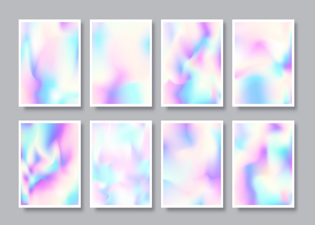 Set of hologram gradient texture background