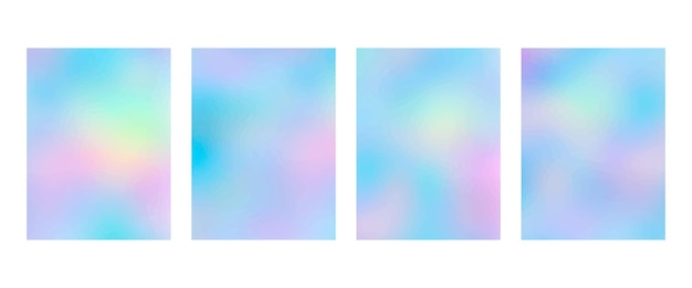 Set of holographic abstract backgrounds in pastel neon color vector illustration for poster brochur..