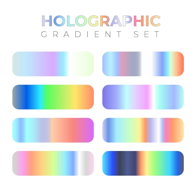 Vector a set of holographic gradient set colors for illustrator