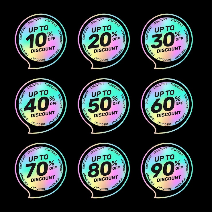 वेक्टर set of holographic shine discount offer price label sale promo marketing