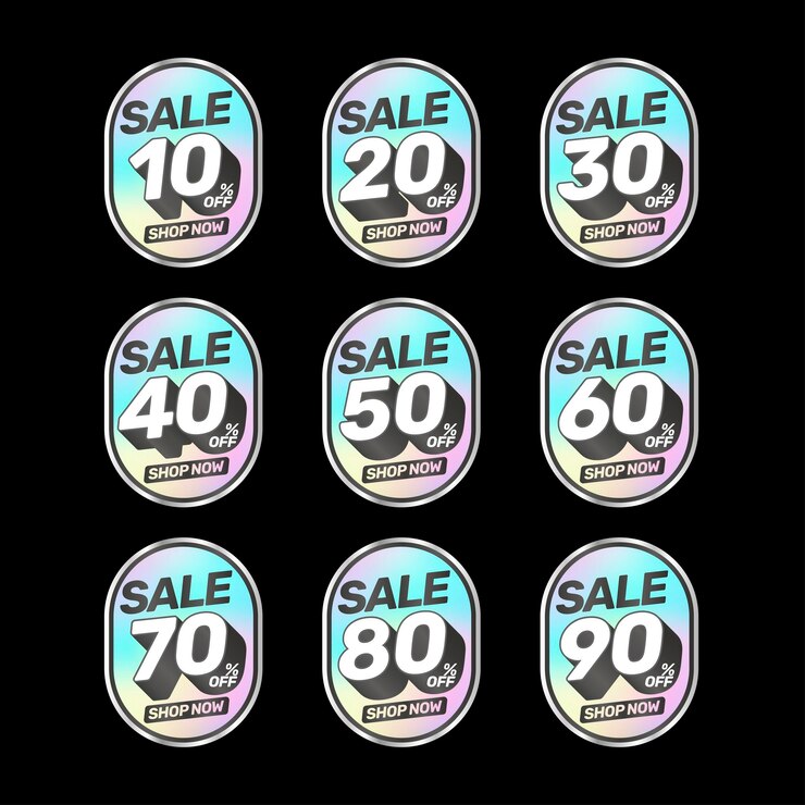 वेक्टर set of holographic shine discount offer price label sale promo marketing