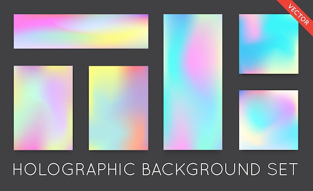 Set of Holographic Trendy Backgrounds Can be used for Cover Book Print Fashion