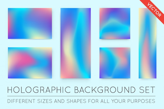 Vector set of holographic trendy backgrounds. can be used for cover, book, print, fashion.