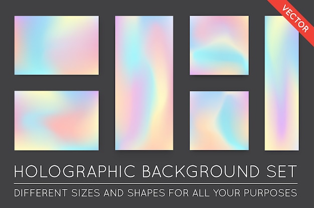 Set of Holographic Trendy Backgrounds.