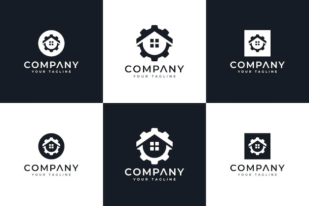 Set di design creativo del logo dell'attrezzatura per la casa per tutti gli usi