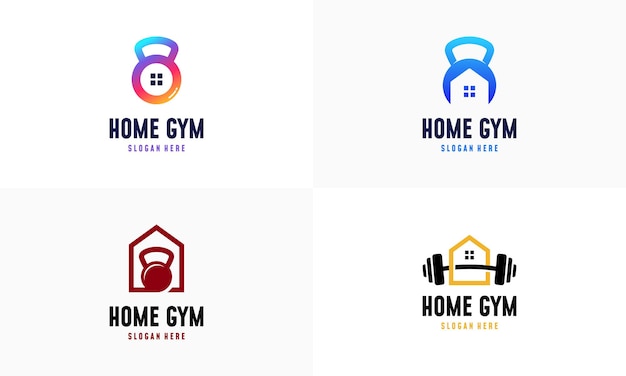 Set of home gym logo designs concept vector illustration, home fitness logo designs icon