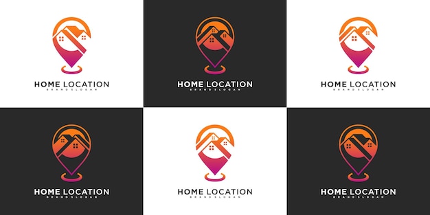 Set of home location logo design template with modern gradients colour concept premium vektor