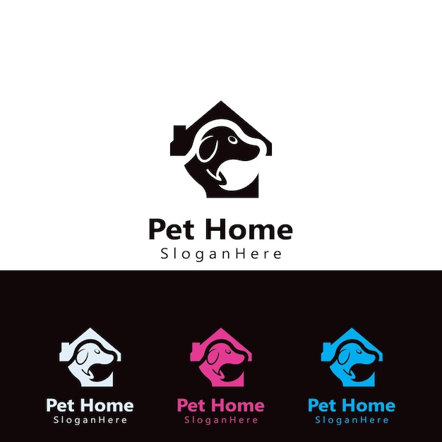 Набор векторных креативных иллюстраций логотипа Home Pet