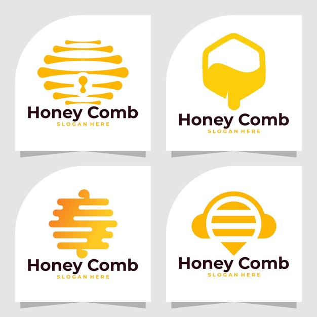 Vector set of honey comb logo vector design template