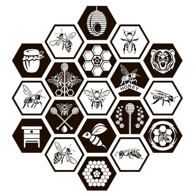 set of honey emblems