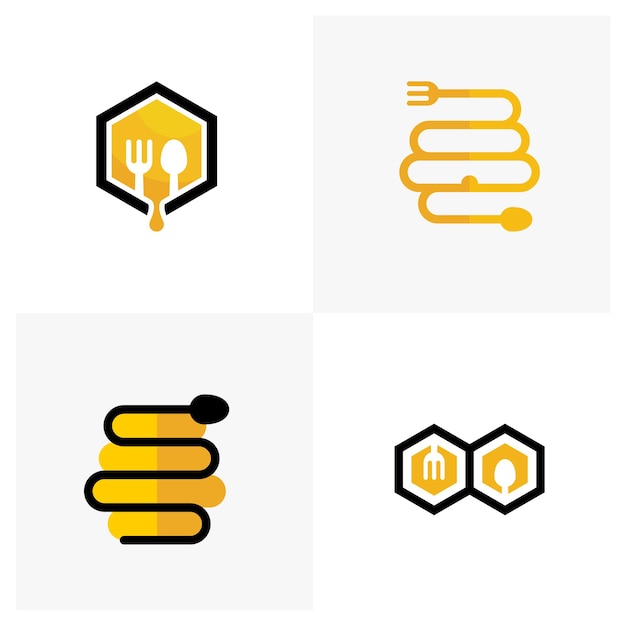 Set of Honey logo icon design Vector illustration Honey Logo Design Concept Food logo template