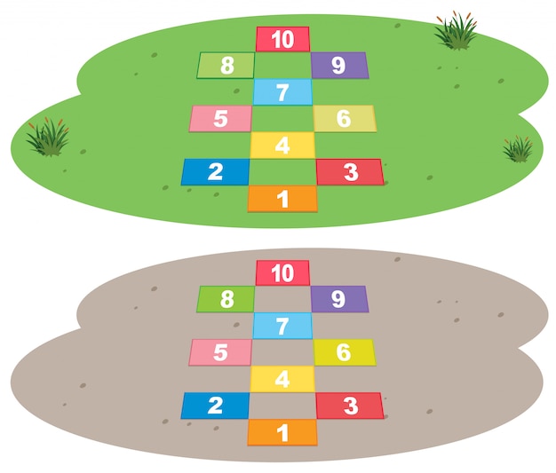 Vector set of hopscotch game