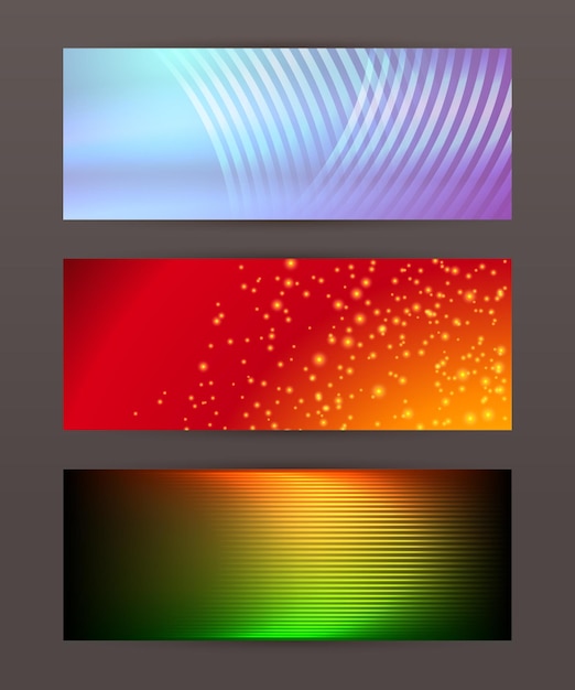 Vector set horizontal banner design element background glow abstract shape16