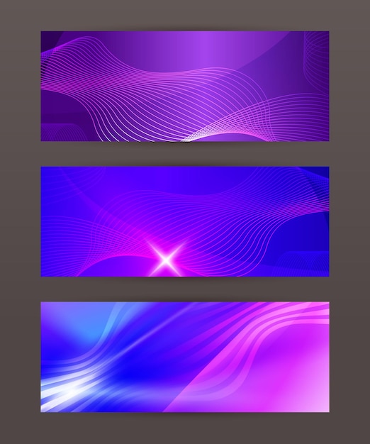 Set Horizontale banner ontwerp element achtergrond gloed abstracte shape04
