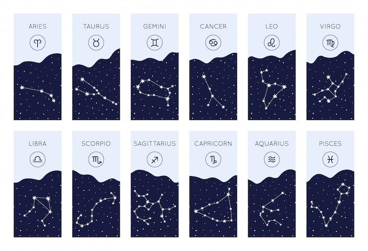 Vector set of horoscope symbols. zodiac constellations collection