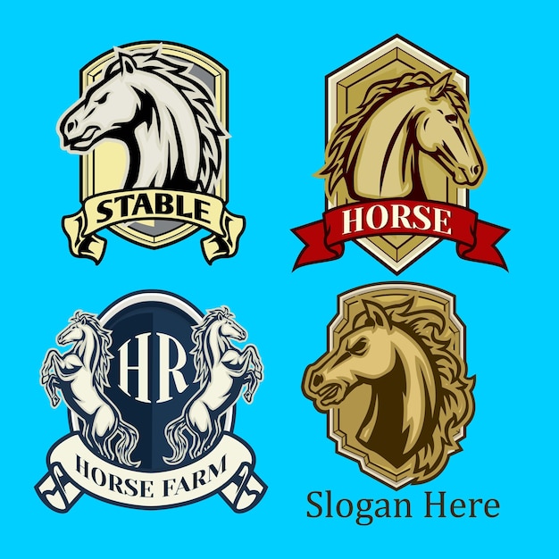 Set of horse badge in vintage illustration style