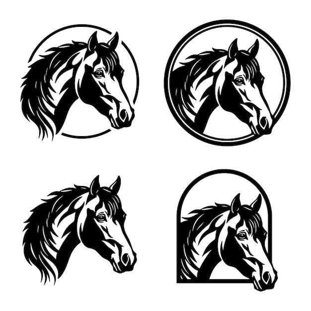 Set of Horse logo silhouette vector