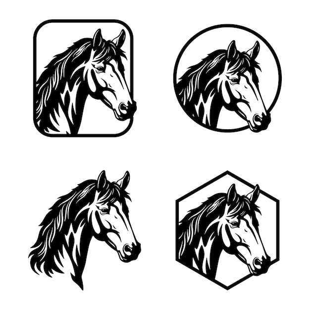 Set of Horse logo silhouette vector