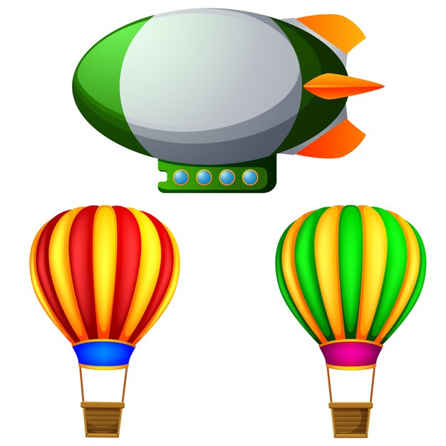 Vector a set of hot air balloons