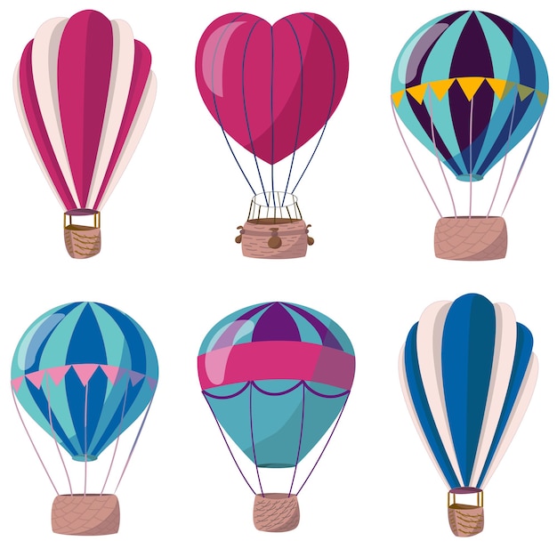 Set of hot air balloonsCollection of elements for web design stationery flyers  children goods