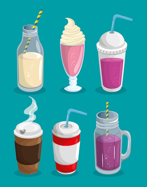 A set of hot and cold beverages