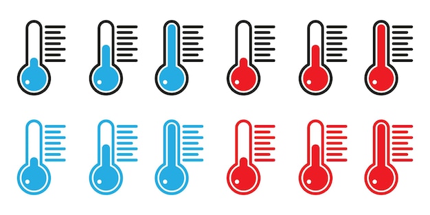 高温と低温の温度アイコンのセット。ベクトル図