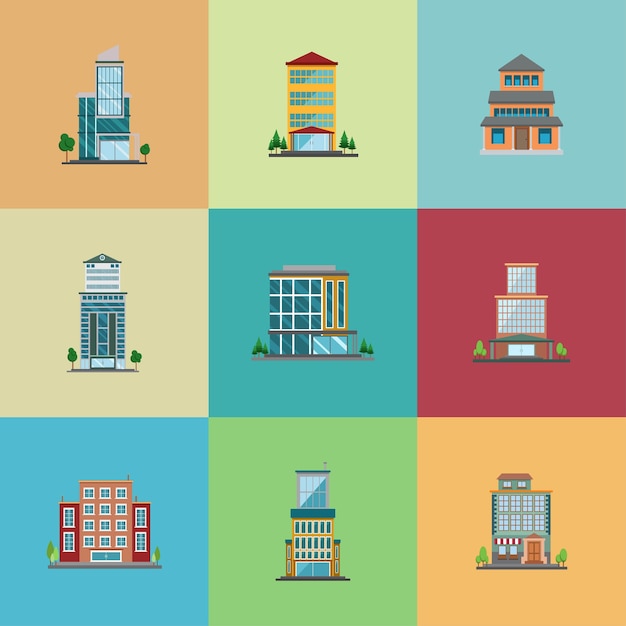 Vector set of hotel flat design