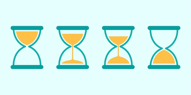 Set of hourglass vector icons. running hourglass. old timer. vector 10 eps.