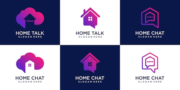 Set of house home chat logo logos icon design