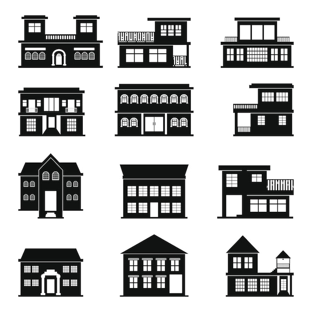 Set of house silhouette vector illustration.