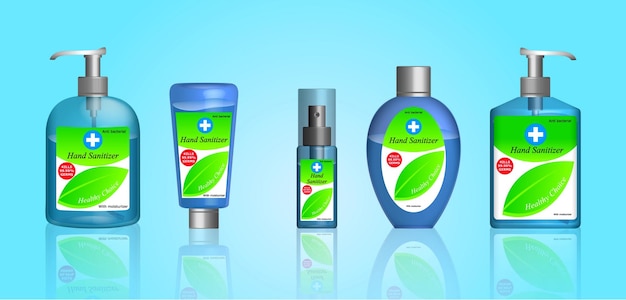 Set of how to use hand sanitizer properly or step by step how to use hand sanitizer correctly