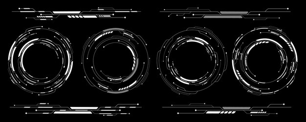 Set of HUD brushes for your design Futuristic frames Virtual graphic Scifi and Hitech elements GUI and UI graphic Modern technology Vector illustration EPS 10