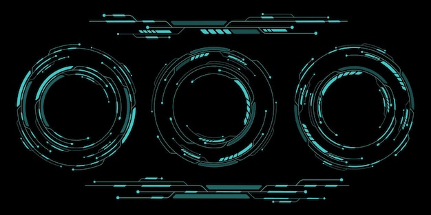 Set of HUD elements for your futuristic design Round cyber frame Scifi GUI and UI graphic