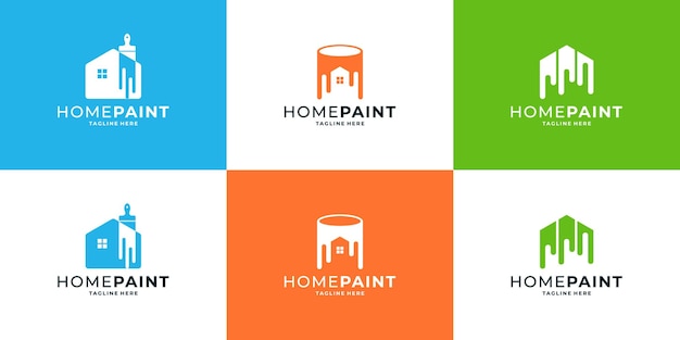 Set huisverf schilderij huis logo ontwerp