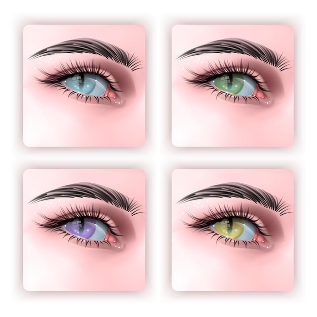 Set of Human eye with reptile pupil  3d illustration