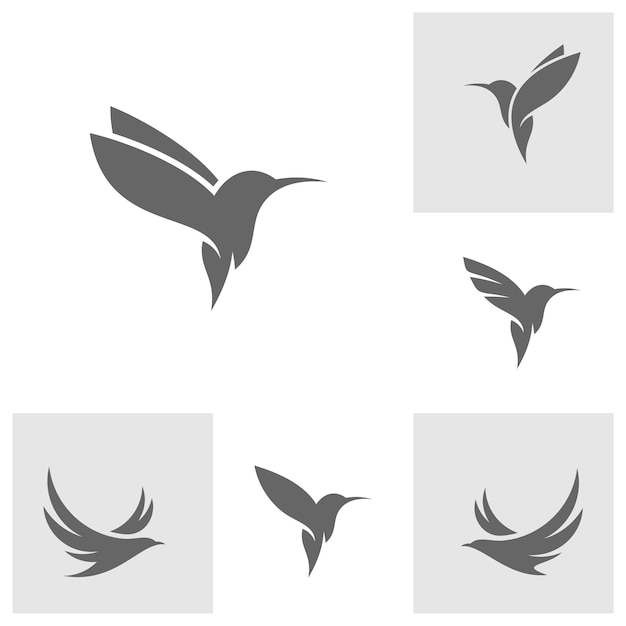 현대 비즈니스를 위한 벌새 로고 디자인 벡터 템플릿 새 로고 세트 단순 미니멀하고 깨끗한 디자인