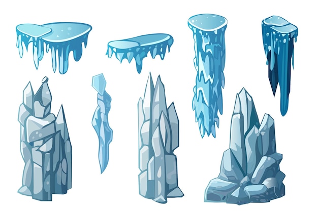 Set of ice in the cartoon design Exquisite illustration with a set of different shaped ice