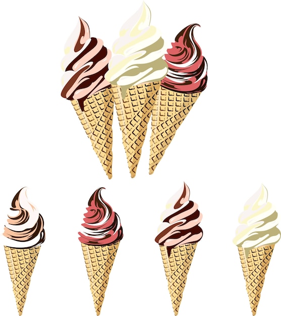 Набор мисочек для мороженого с разными вкусами, Набор мисочек для мороженого с разными вкусами